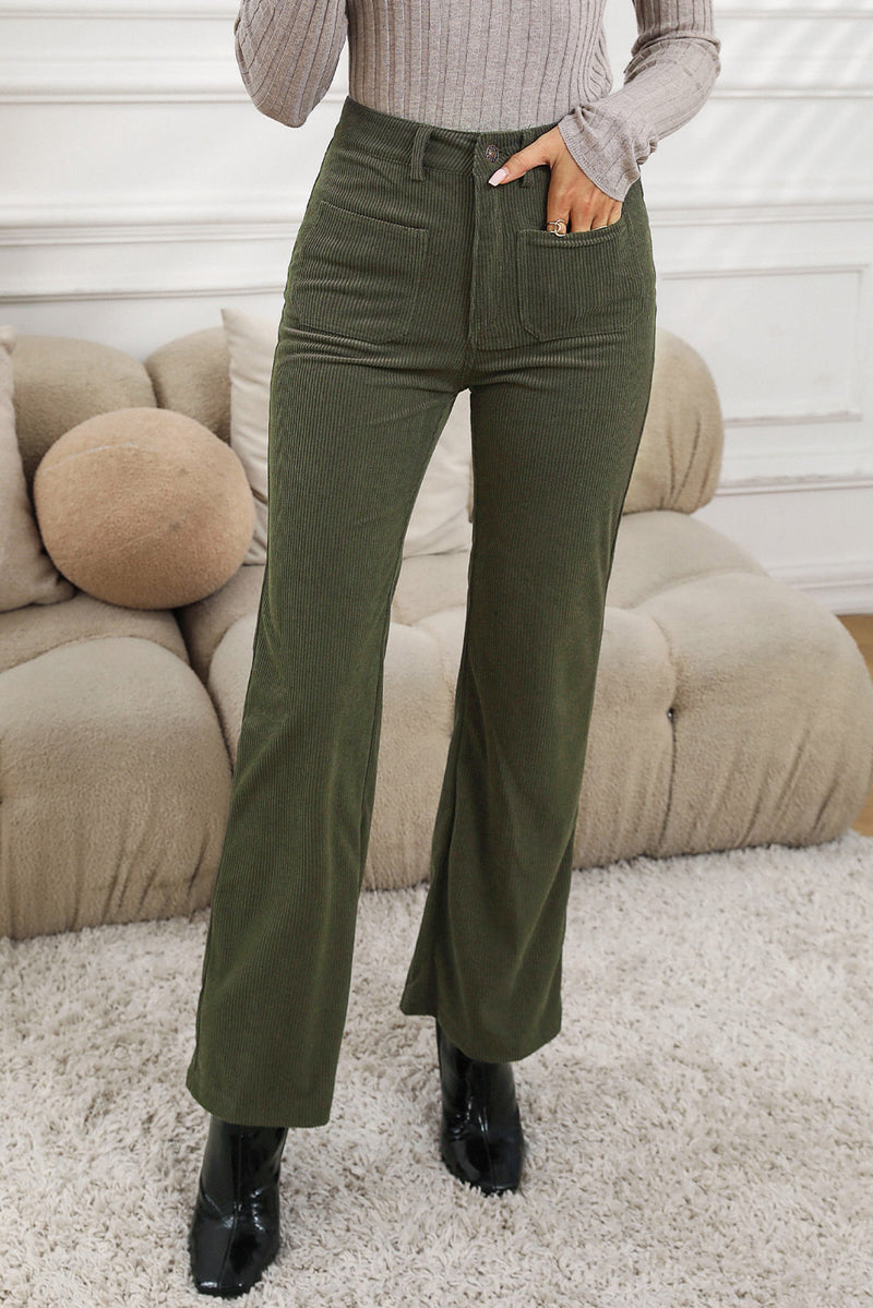 Pocketed High Waist Straight Leg Pants